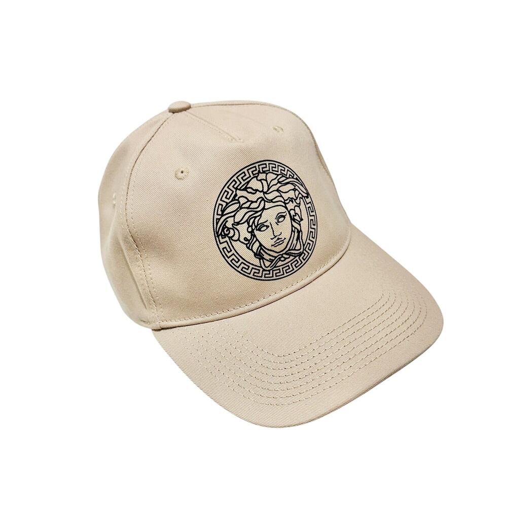 NWT Versace Medusa Logo Baseball Cap Beige Cotton Twill Adjustable 57cm $350
